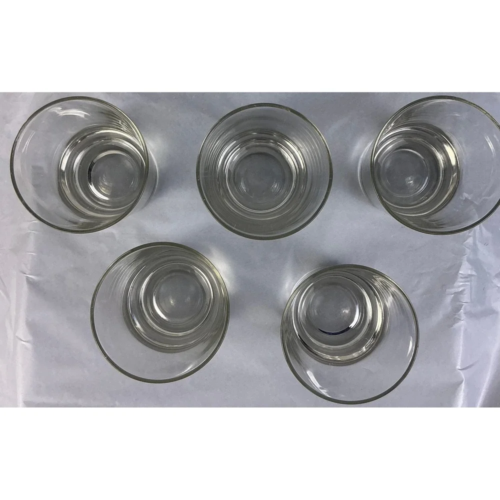 Set of 5 Clear Glass‎ Tumblers Heavy Base Drinking Glasses